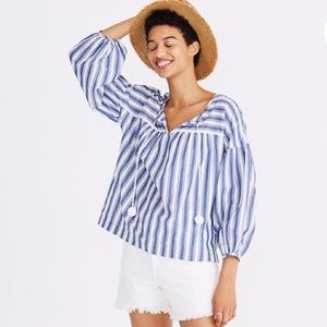 Madewell Peasant Top in Shea Stripe Blouse